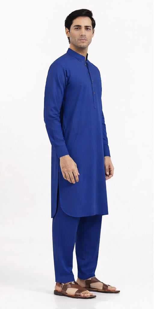 Blended Royal Blue Kurta Trouser - President by Gul Ahmed