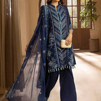 Embroidered Swiss Voile Blue Stitched Suit - Gul Ahmed