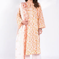 Printed Lawn White Unstitched Suit - Gul Ahmed