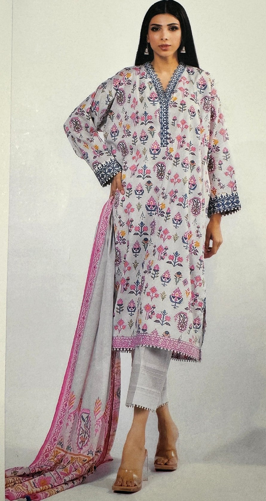 Lawn White Unstitched Suit - Khaadi