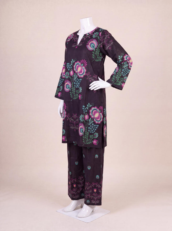 Cotton Black Stitched Suit - Almirah