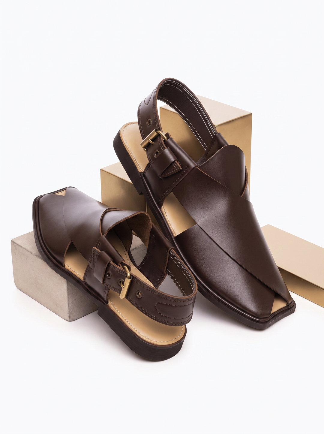 Dark Brown Peshawari Chappal - Jiah