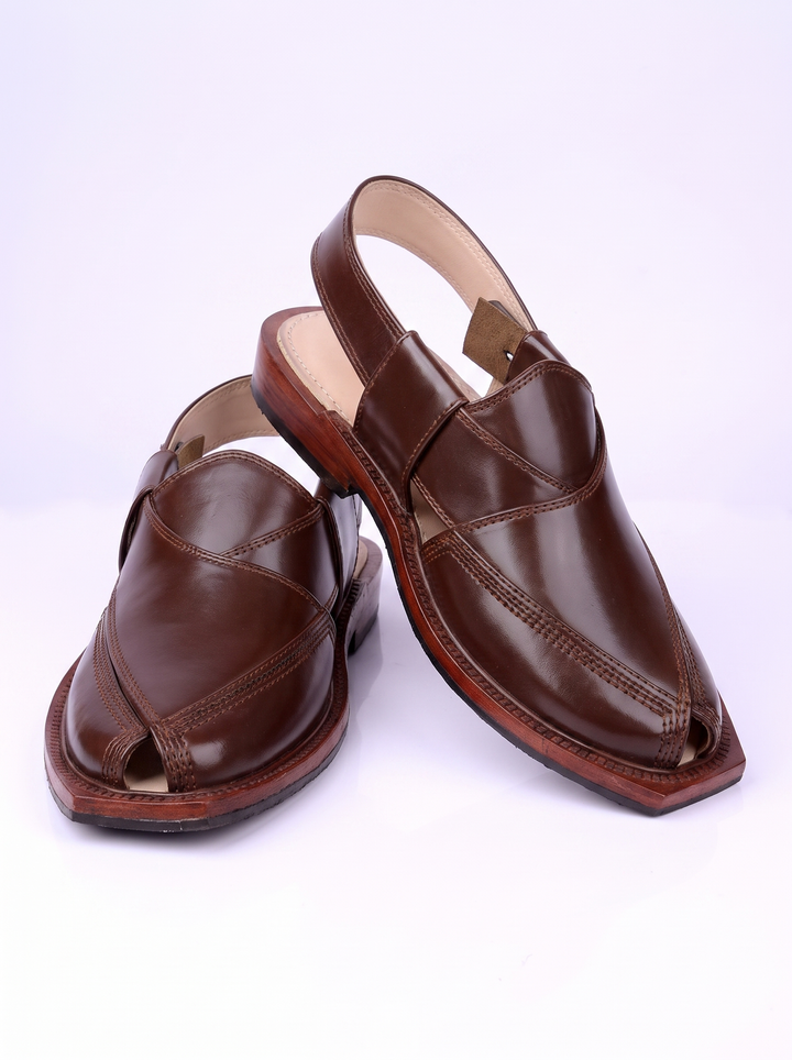 Dark Brown Peshawari Chappal - Jiah