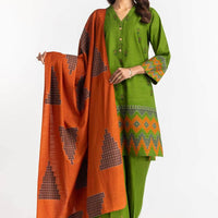 Jacquard Green Stitched Suit - Gul Ahmed
