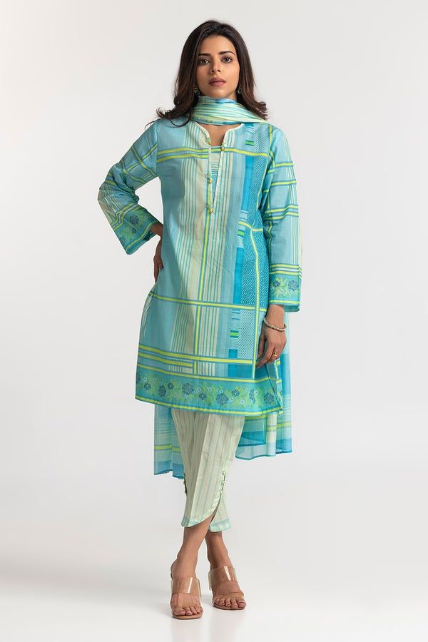 Lawn Sky Blue Stitched Suit - Gul Ahmed