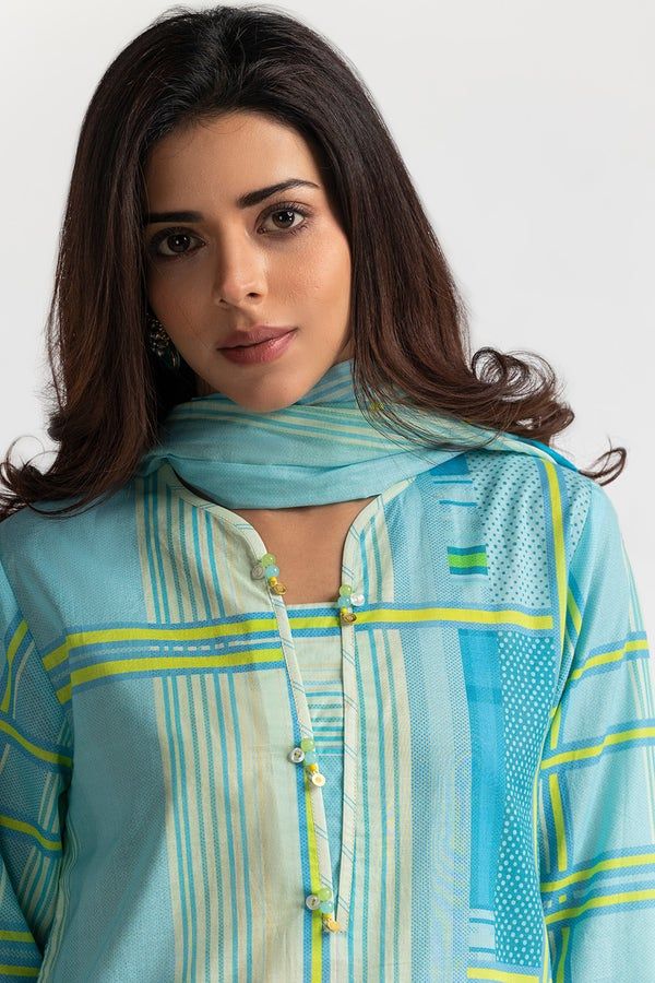 Lawn Sky Blue Stitched Suit - Gul Ahmed