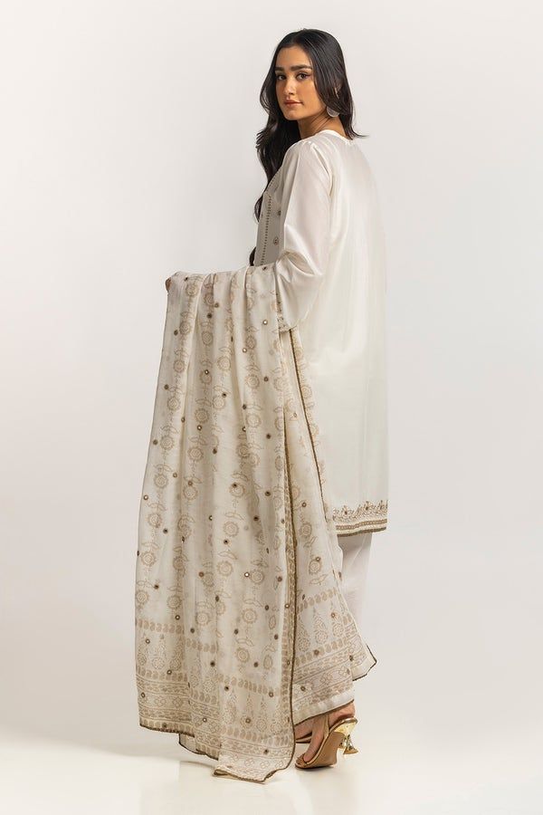 Lawn Off White Stitched Suit - Gul Ahmed
