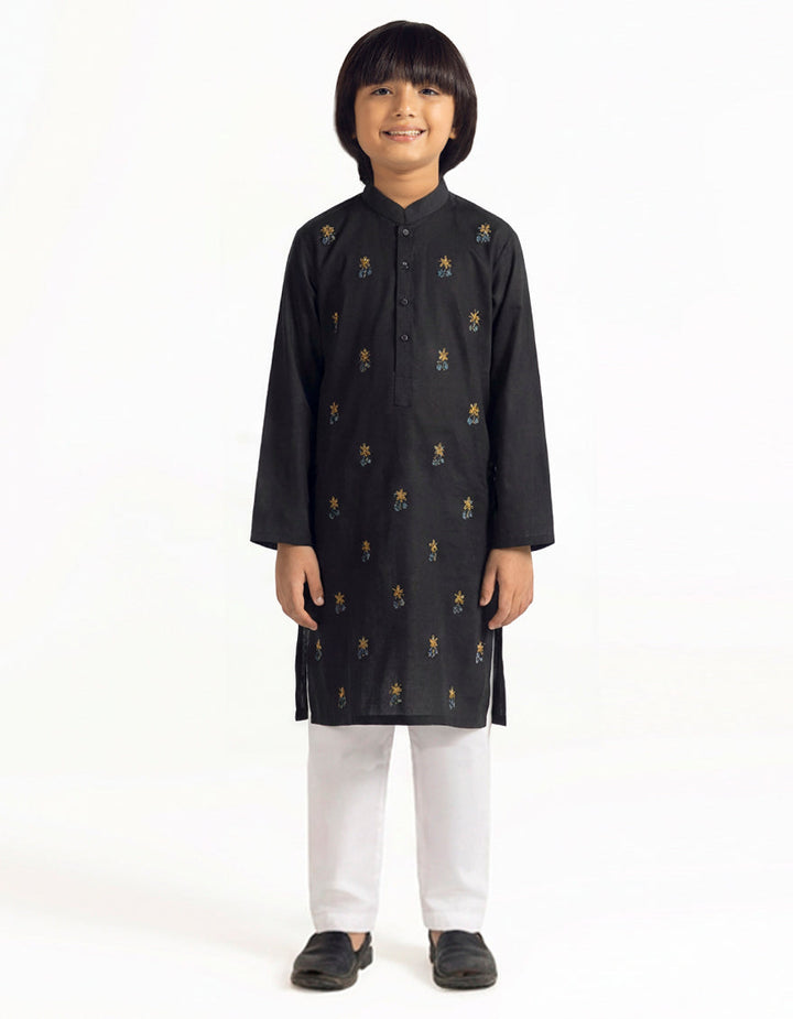 Cotton Black Kurta - J. Junaid Jamshed