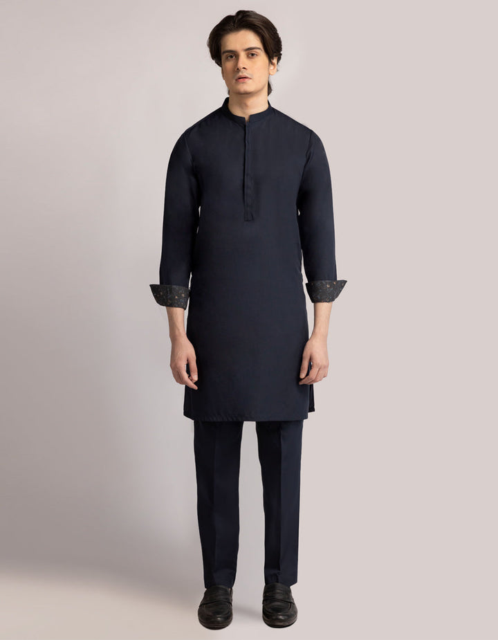 Blended Dark Navy Kurta Trouser - J. Junaid Jamshed