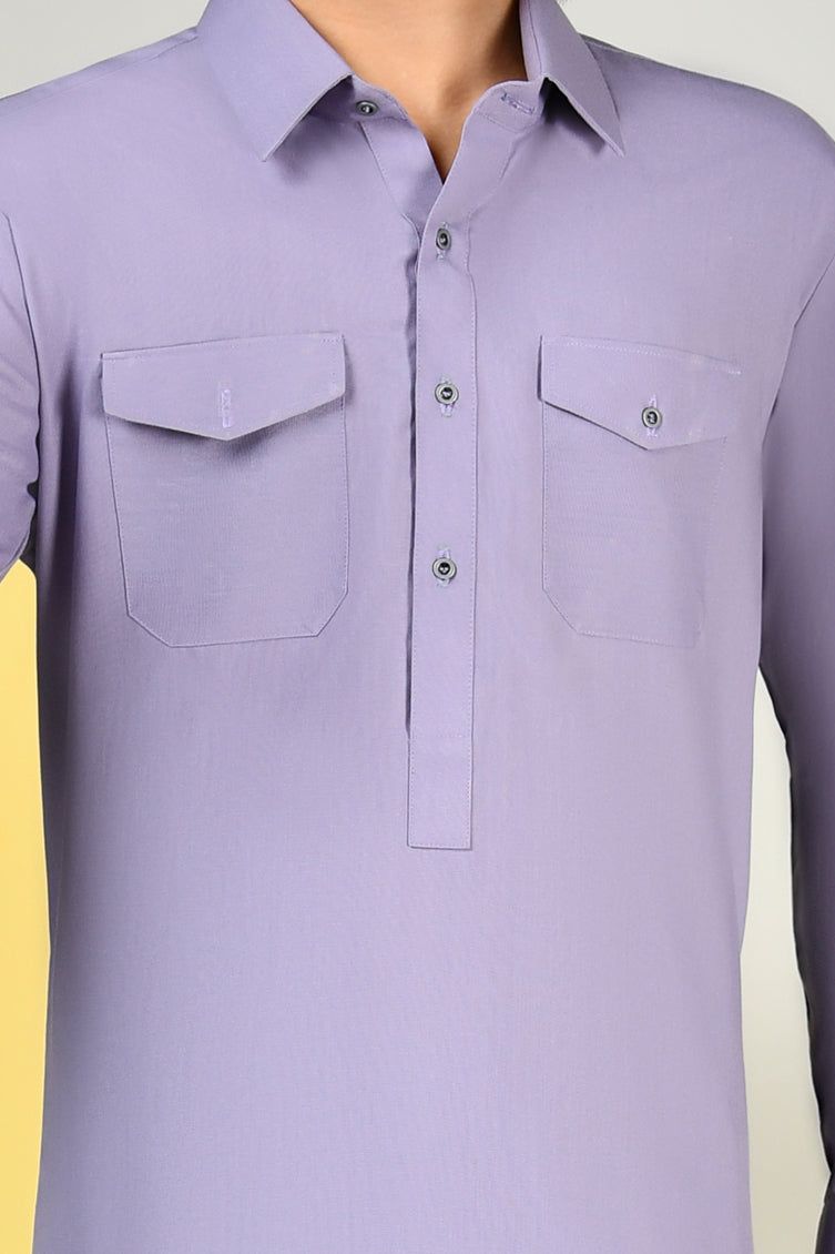 Blended Light Purple Kameez Shalwar - J. Junaid Jamshed