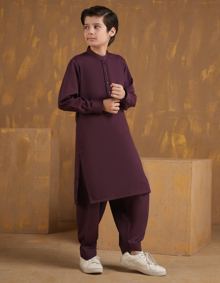 Blended Red Shalwar Kameez - J. Junaid Jamshed