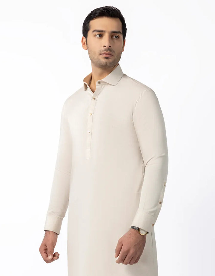 Blended Cream Shalwar Kameez  - J. Junaid Jamshed