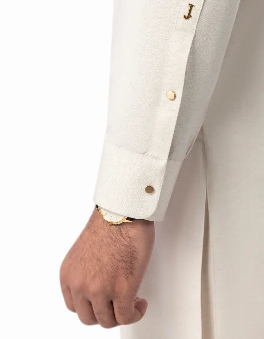 Blended Cream Shalwar Kameez  - J. Junaid Jamshed