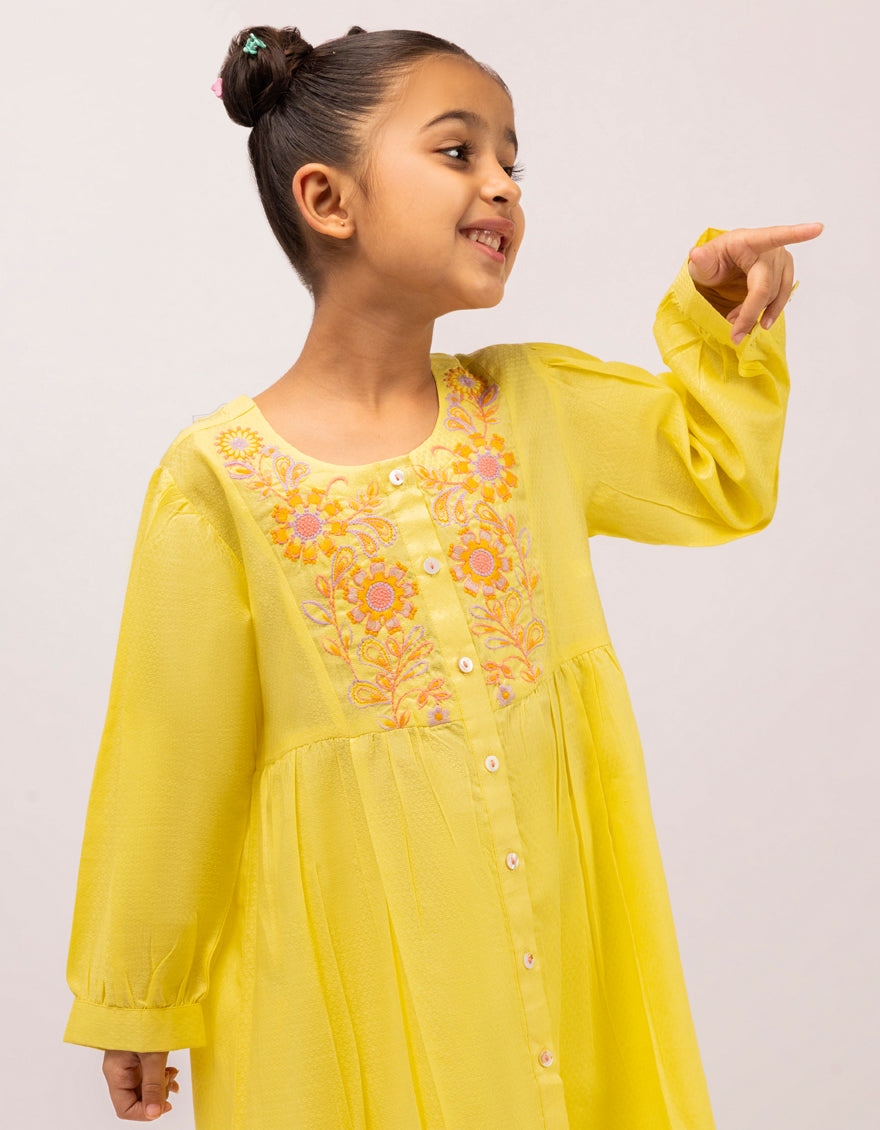 Dobby Yellow Stitched Suit - J. Junaid Jamshed