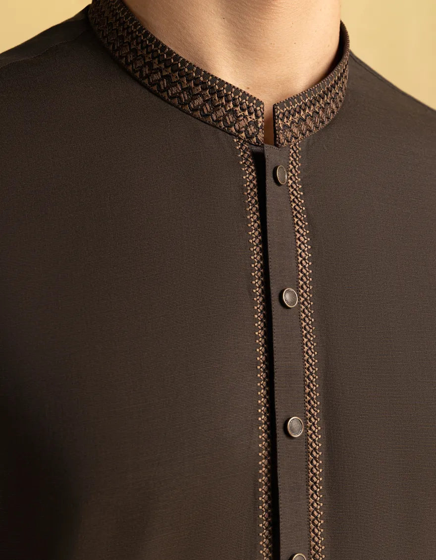 Cotton Dark Green Kurta Trouser - J. Junaid Jamshed