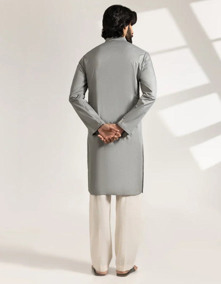 Cotton Grey Kurta - J. Junaid Jamshed