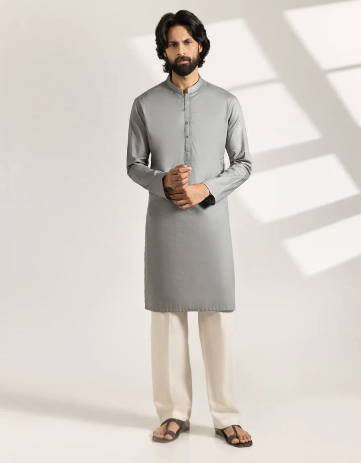 Cotton Grey Kurta - J. Junaid Jamshed