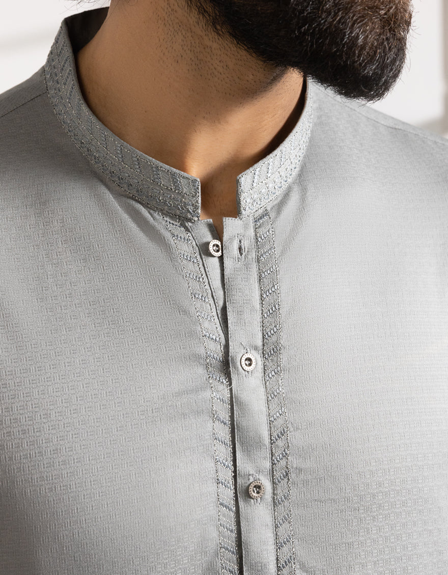Cotton Grey Kurta - J. Junaid Jamshed
