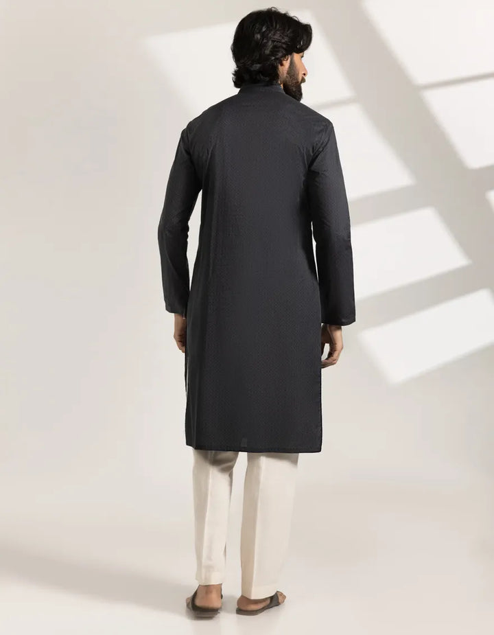 Cotton Black Kurta - J. Junaid Jamshed