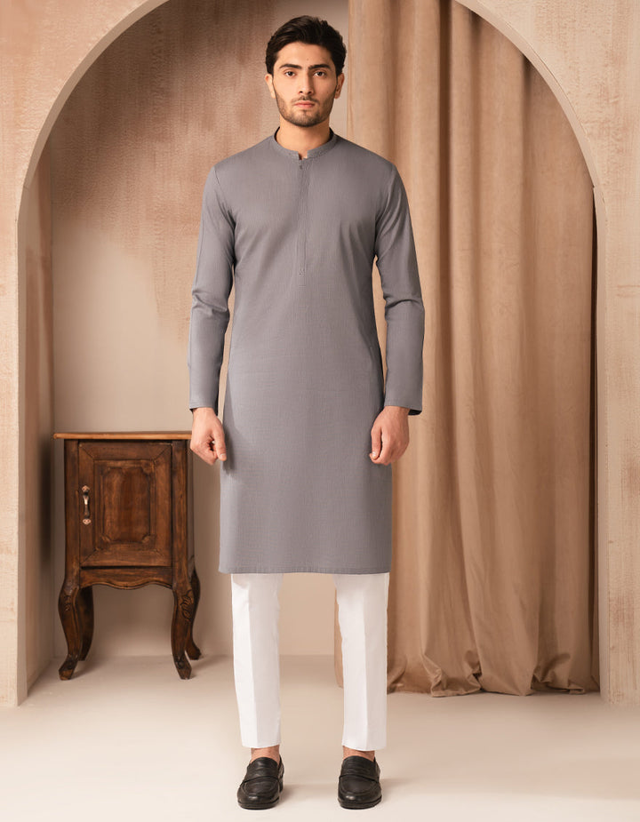 Cotton Denim Blue Kurta - J. Junaid Jamshed