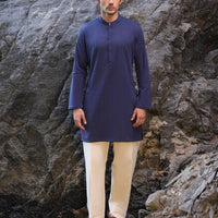 Cotton Blue Kurta - J. Junaid Jamshed