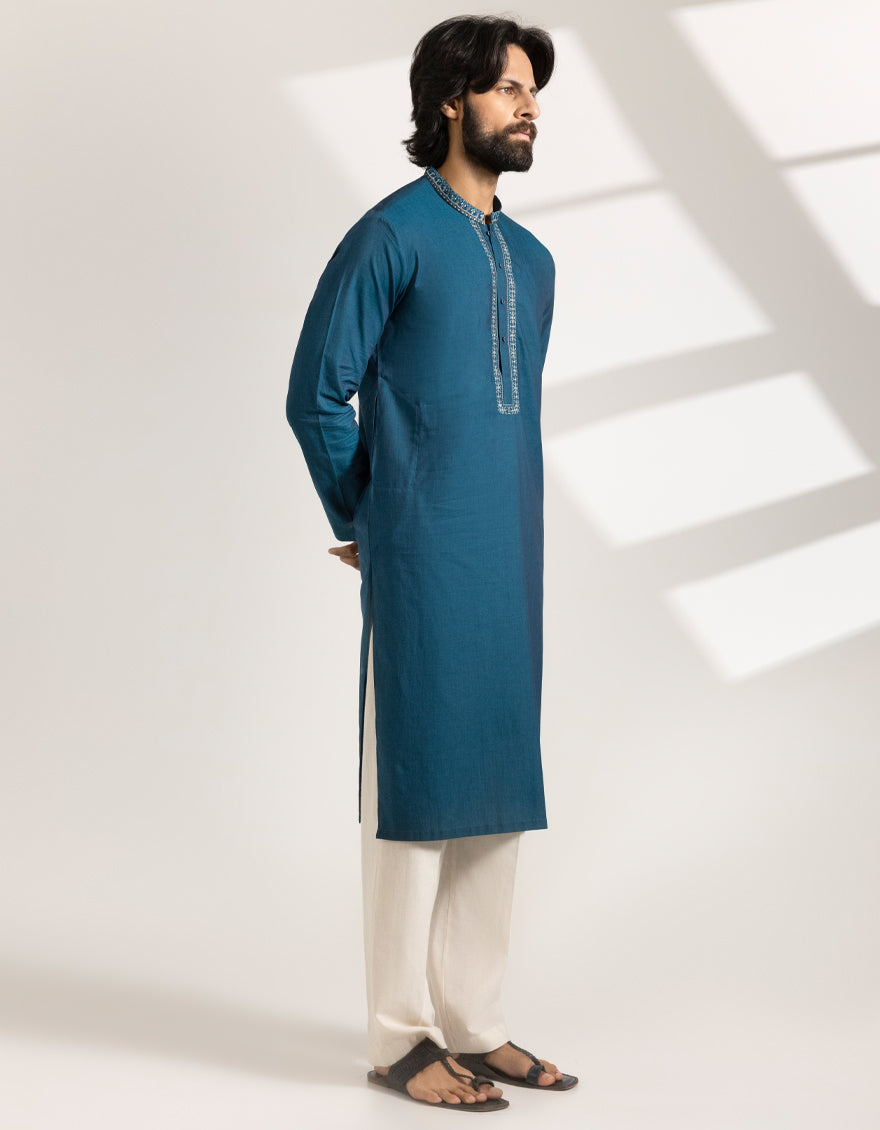 Cotton Sea Green Kurta - J. Junaid Jamshed
