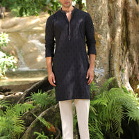 Cotton Black Kurta - J. Junaid Jamshed