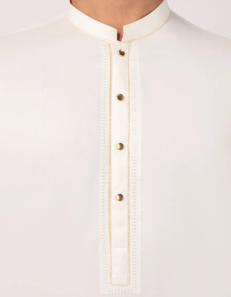 Blended Off White Kurta Trouser - J. Junaid Jamshed