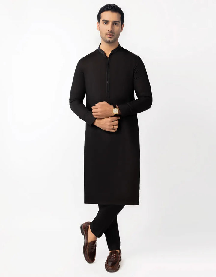 Blended Black Kurta Trouser - J. Junaid Jamshed
