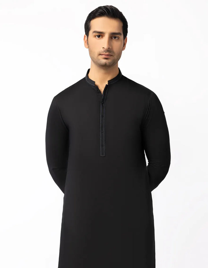 Blended Black Kurta Trouser - J. Junaid Jamshed