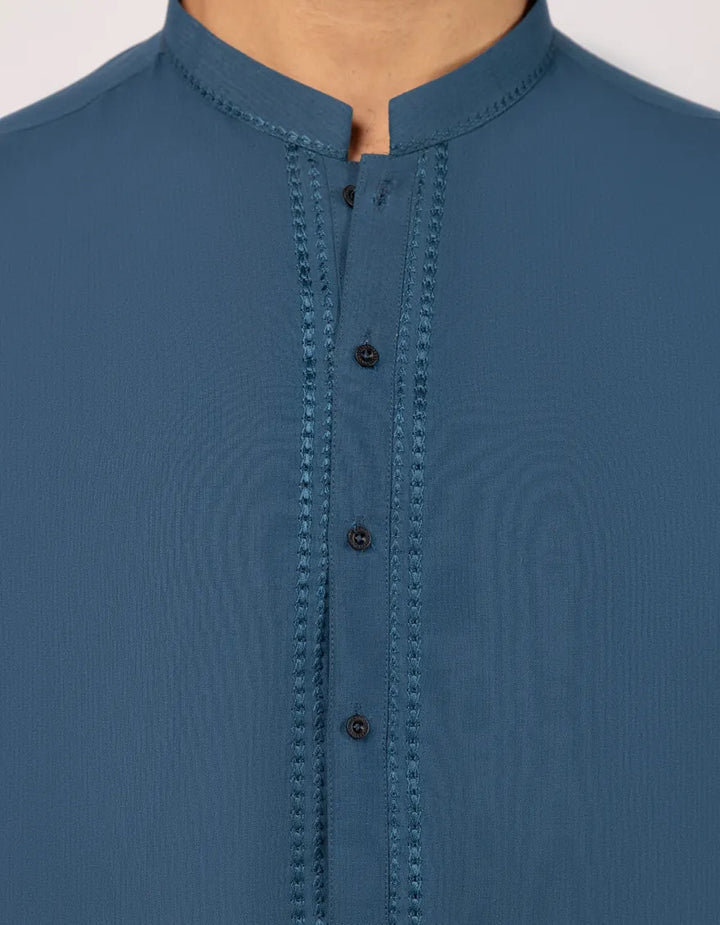 Polyester Teal Kurta Trouser - J. Junaid Jamshed