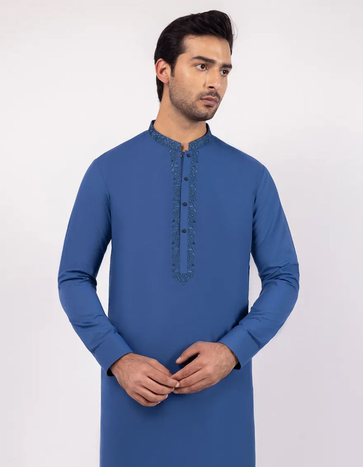 Polyester Blue Kurta Trouser - J. Junaid Jamshed