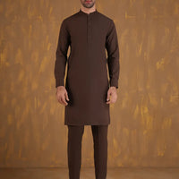 Blended Brown Kurta Trouser - J. Junaid Jamshed