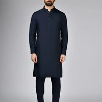 Blended Navy Blue Kurta Trouser - J. Junaid Jamshed