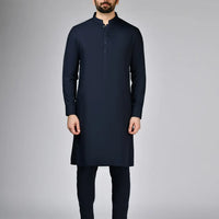 Blended Navy Blue Kurta Trouser - J. Junaid Jamshed