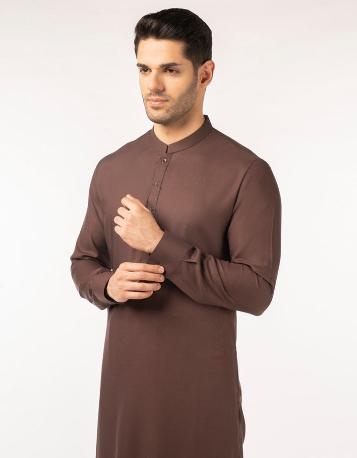 Blended Brown Kurta Trouser - J. Junaid Jamshed