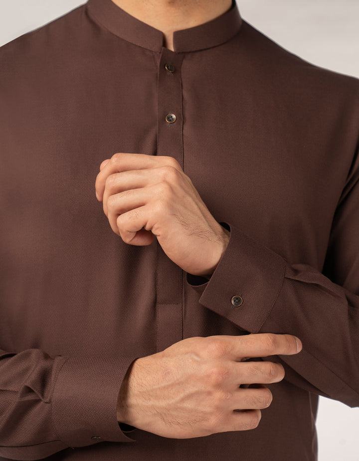 Blended Brown Kurta Trouser - J. Junaid Jamshed