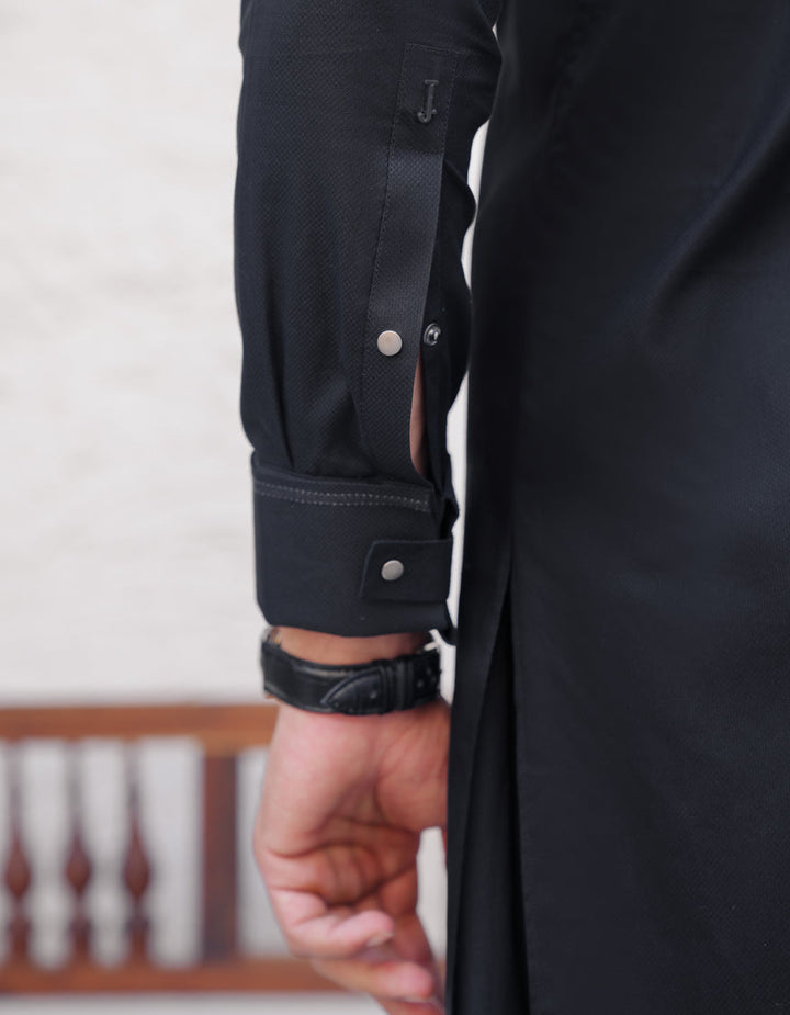Cotton Black Shalwar Kameez - J. Junaid Jamshed