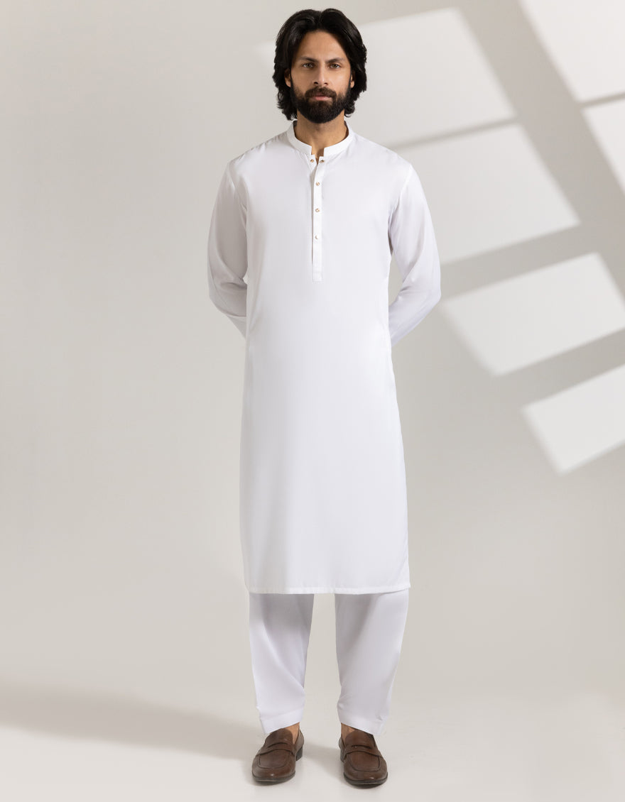 Blended White Shalwar Kameez - J. Junaid Jamshed