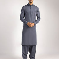 Cotton Denim Blue Shalwar Kameez - J. Junaid Jamshed