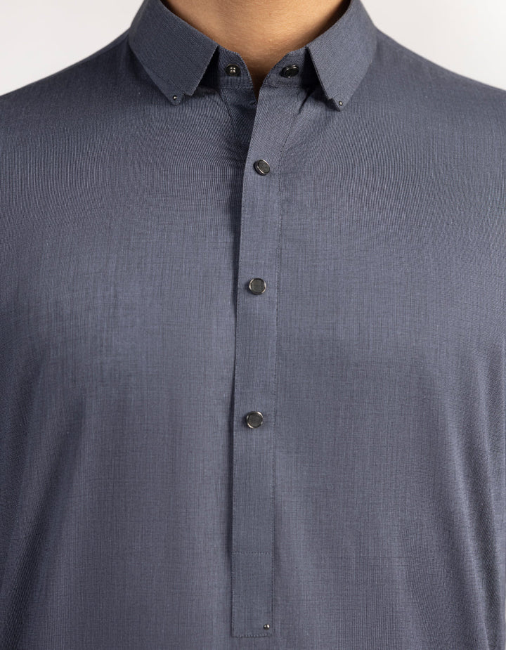 Cotton Denim Blue Shalwar Kameez - J. Junaid Jamshed