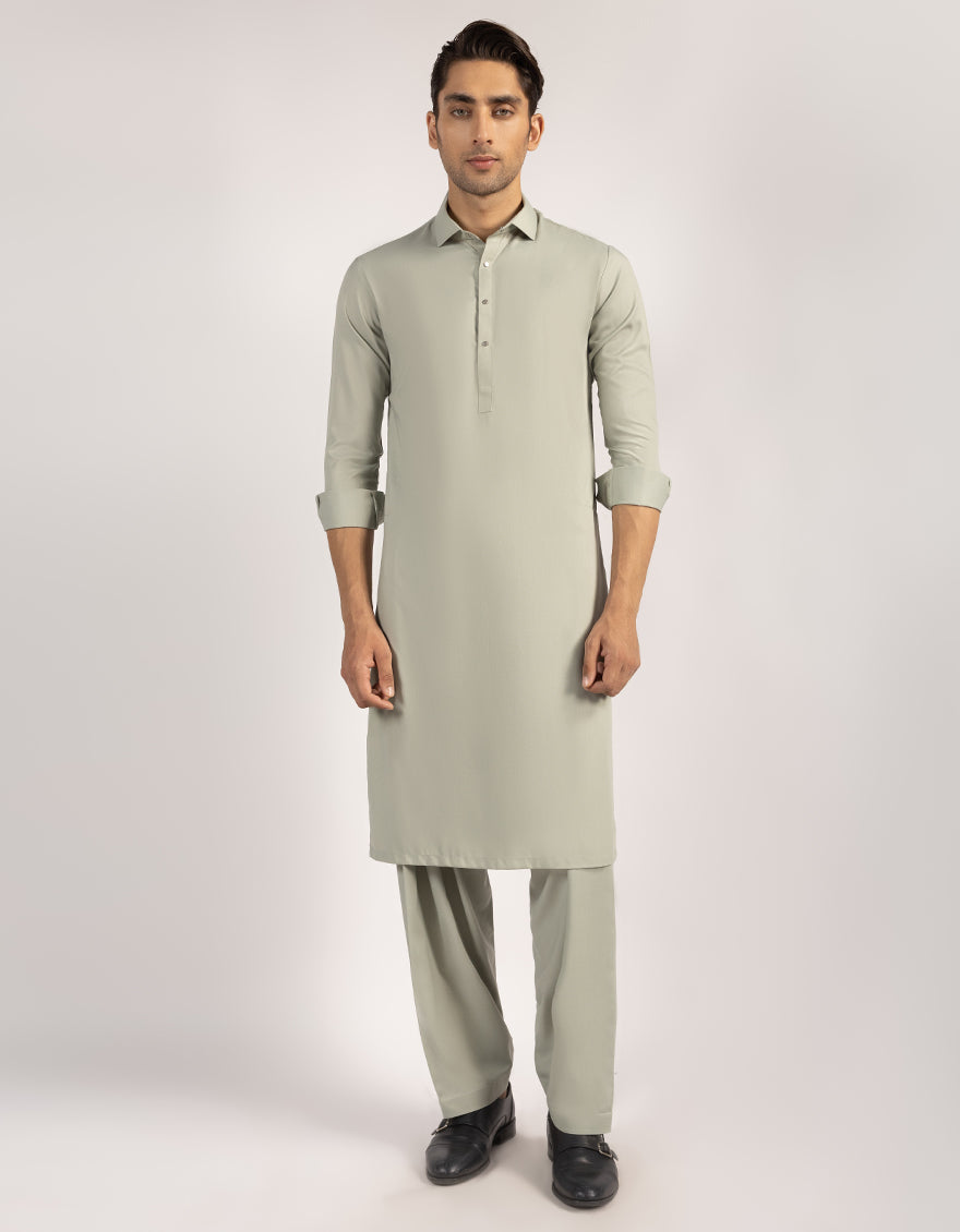 Blended Light Green Shalwar Kameez - J. Junaid Jamshed