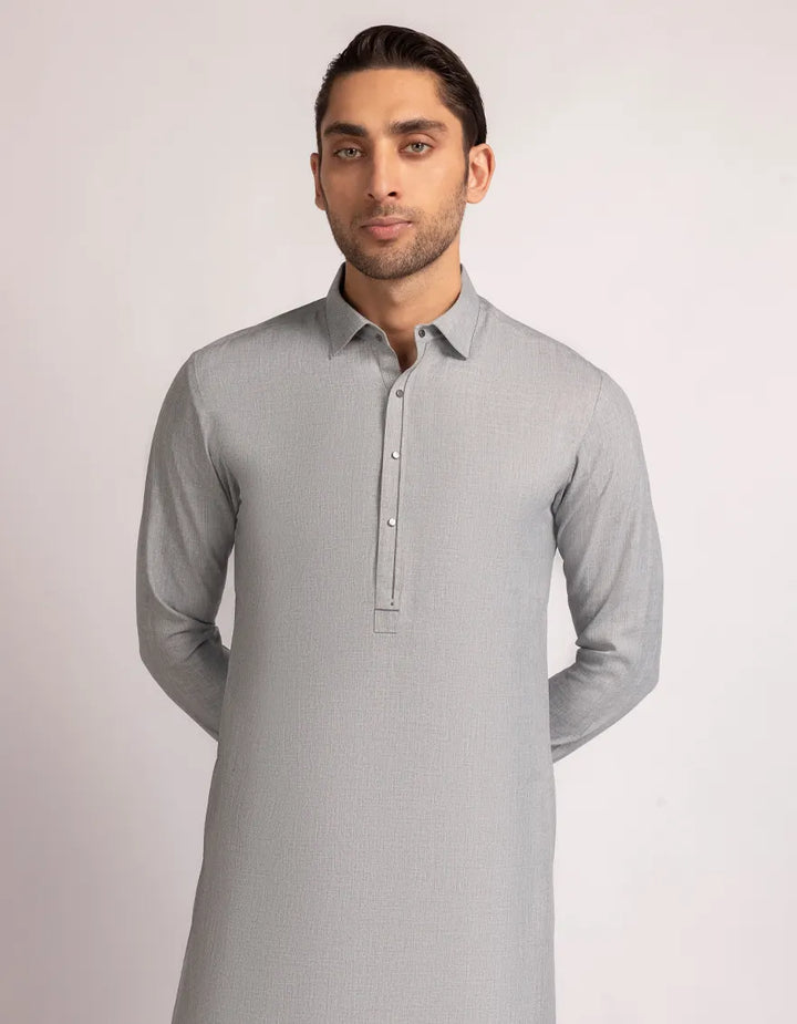 Blended Grey Shalwar Kameez - J. Junaid Jamshed