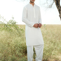 Blended White Shalwar Kameez - J. Junaid Jamshed