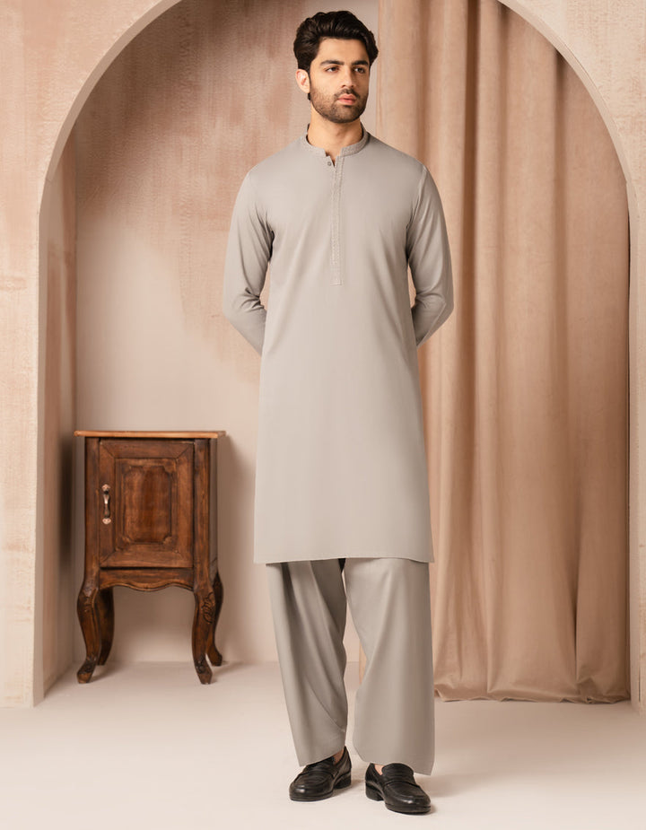 Blended Grey Shalwar Kameez - J. Junaid Jamshed