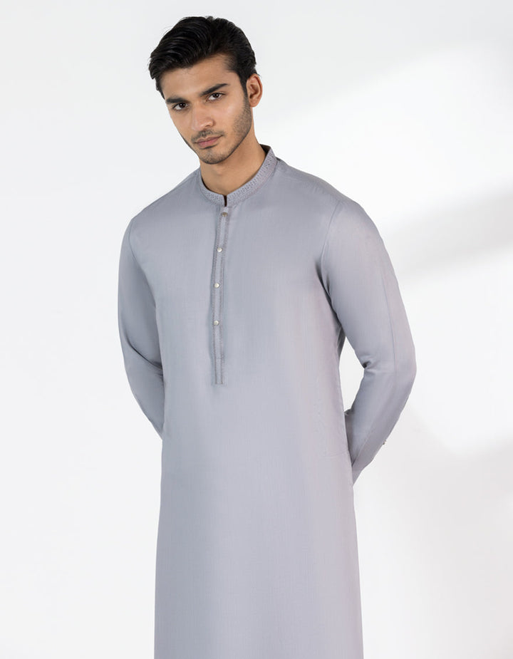 Blended Grey Shalwar Kameez - J. Junaid Jamshed