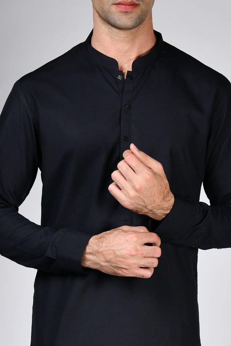 Blended Black Shalwar Kameez - J. Junaid Jamshed