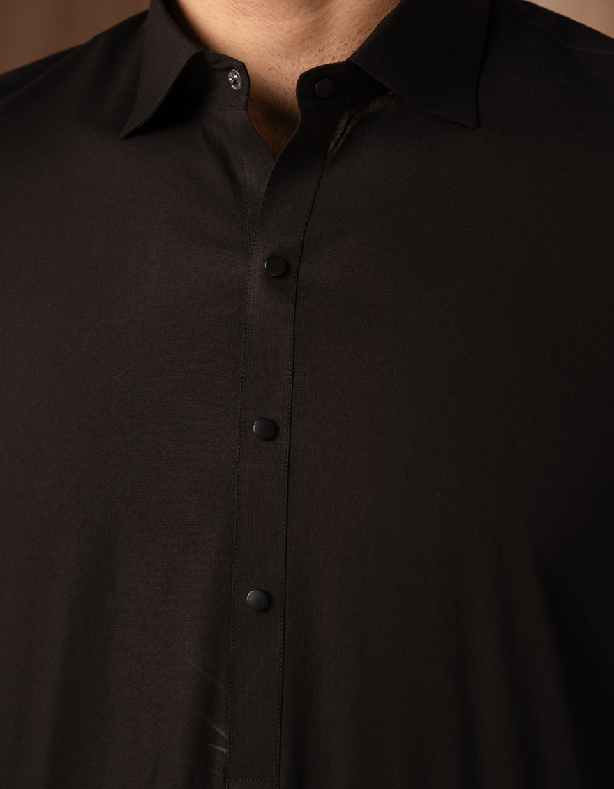 Cotton Black Shalwar Kameez - J. Junaid Jamshed