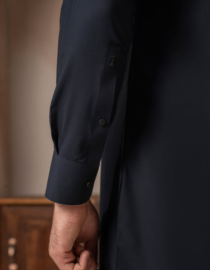 Blended Navy Blue Shalwar Kameez - J. Junaid Jamshed