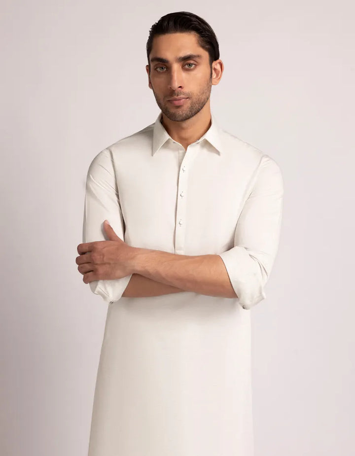Blended Off White Shalwar Kameez - J. Junaid Jamshed